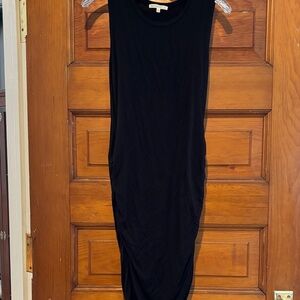 Antistar Black Sleeveless T Shirt Dress with Black Ruching Size Large